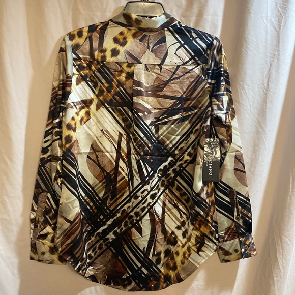 NWT Marciano Guess The Essence Blouse Size XS Leopard Lines Brown Multi Color - Picture 9 of 12